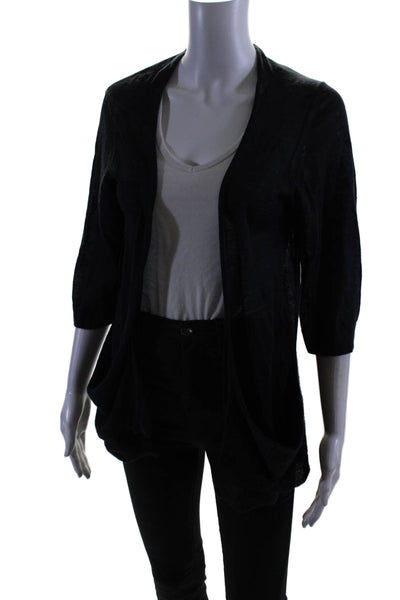 Liviana Conti Womens Black Cowl Neck Open Front Cardigan Sweater Top Size 42