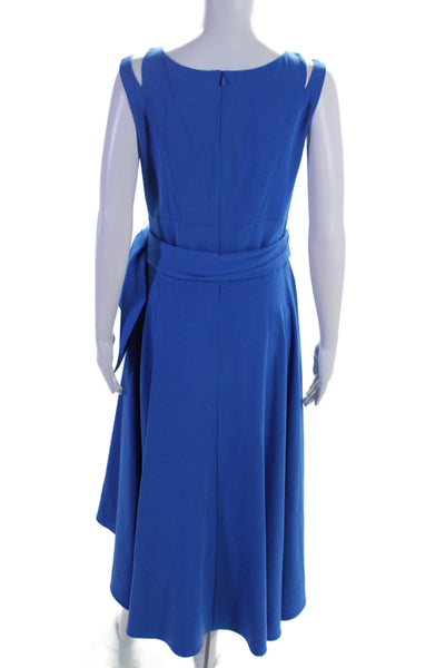 Karen Millen Womens Belted V-Neck Sleeveless Zip Up Maxi Dress Blue Size 8