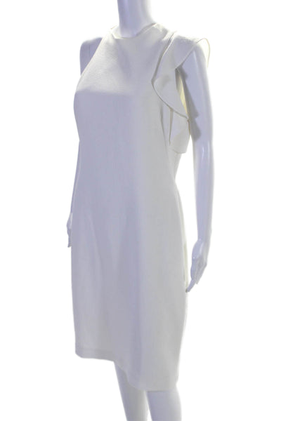 Black Halo Womens Round Neck Sleeveless Zip Up Asymmetrical Dress White Size 10