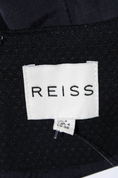 Reiss Womens Wool V-Neck Sleeveless Zip Up Mid-Calf Dress Navy Size 4