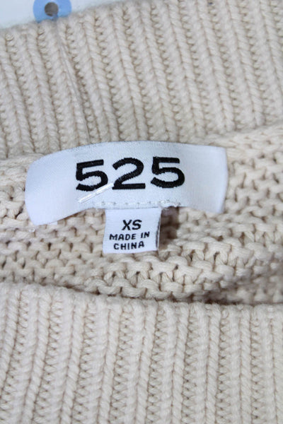 525 Womens Long Sleeve Thick Knit Crew Neck Sweater Beige Size XS