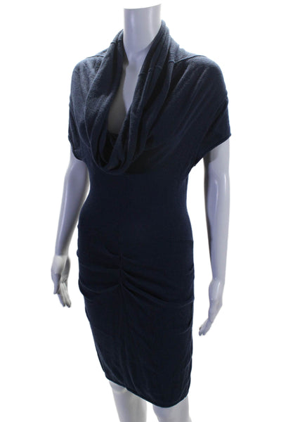 Catherine Malandrino Womens Sleeveless Cowl Neck Sweater Dress Blue Size P