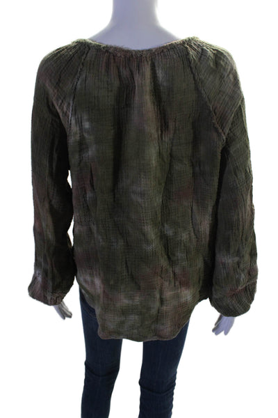 Red Haute Womens Pullover Long Sleeve V Neck Blouse Green Size XS