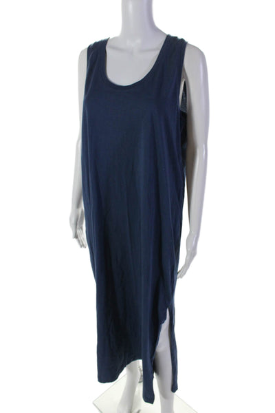 Pact Womens Cotton Sleeveless Round Neck Casual T-Shirt Dress Navy Blue Size L