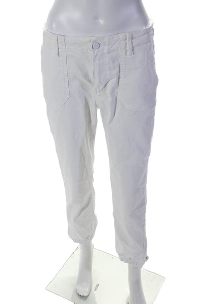 Paige Womens Zip Buckle Cuff Bottom Skinny Stretch Joggers White Size EUR 29