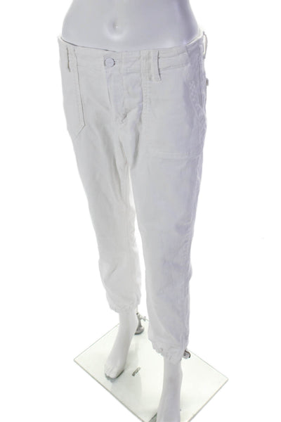 Paige Womens Zip Buckle Cuff Bottom Skinny Stretch Joggers White Size EUR 29