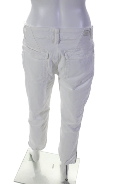 Paige Womens Zip Buckle Cuff Bottom Skinny Stretch Joggers White Size EUR 29