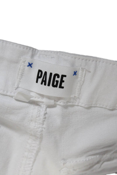 Paige Womens Zip Buckle Cuff Bottom Skinny Stretch Joggers White Size EUR 29