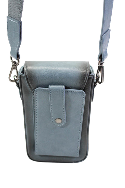 Wrangler Womens Leather Patchwork Thick Crossbody Pouch Bag Muted Blue OS