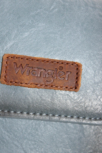 Wrangler Womens Leather Patchwork Thick Crossbody Pouch Bag Muted Blue OS