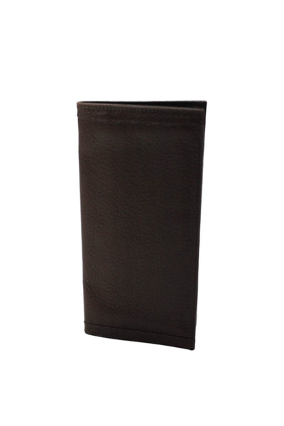 Corneliani Mens Leather Textured Open Closure Multilayered Card Wallet Brown