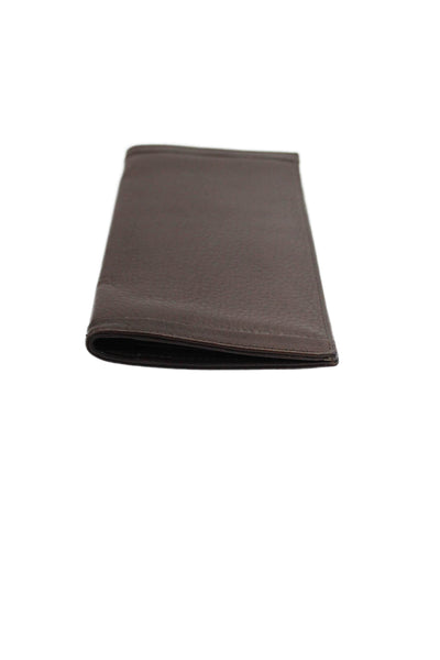 Corneliani Mens Leather Textured Open Closure Multilayered Card Wallet Brown