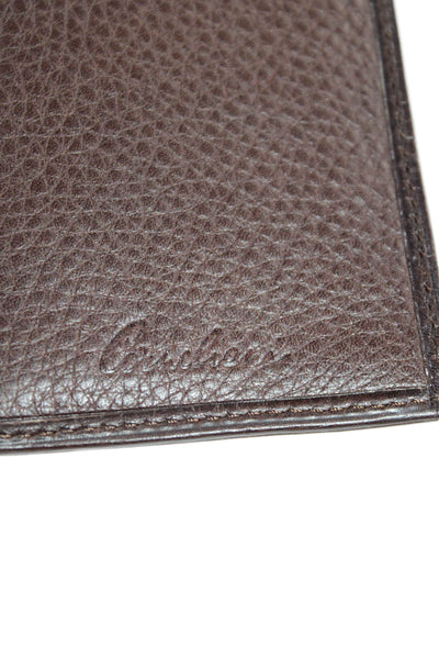 Corneliani Mens Leather Textured Open Closure Multilayered Card Wallet Brown