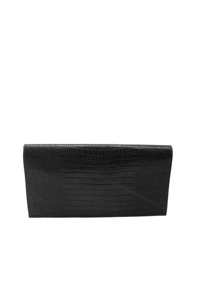 Donna Karan Womens Leather Animal Print Embossed Card Wallet Set Black