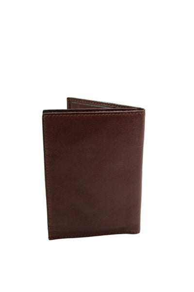 Designer Mens Leather Trifold Open Closure Card Case Billfold Wallet Brown