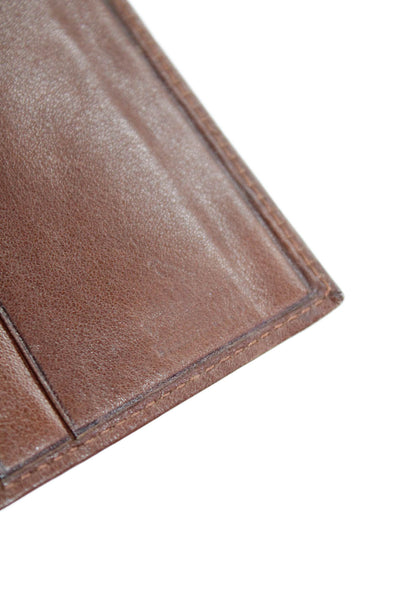 Designer Mens Leather Trifold Open Closure Card Case Billfold Wallet Brown