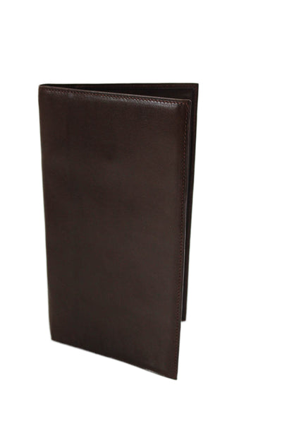 De Vecchi Mens Leather Multilayered Open Closure Card Wallet Brown