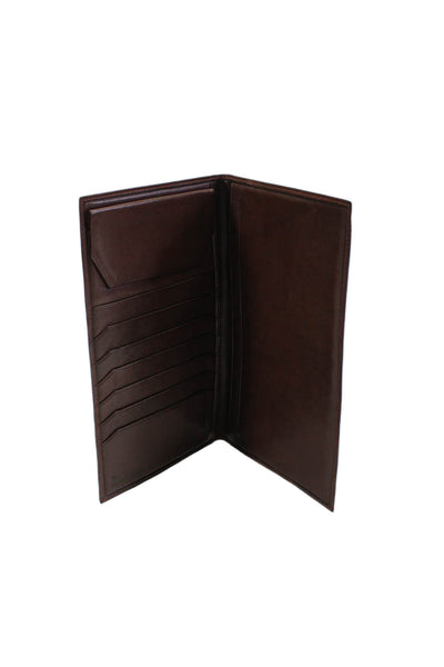 De Vecchi Mens Leather Multilayered Open Closure Card Wallet Brown