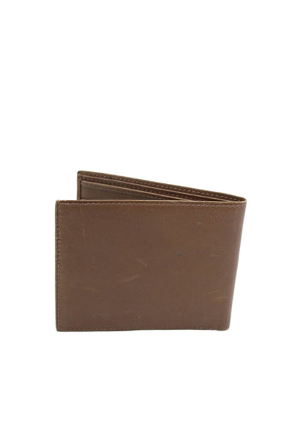 Bally Mens Leather Multilayered Bifold Card Case Billfold Wallet Brown