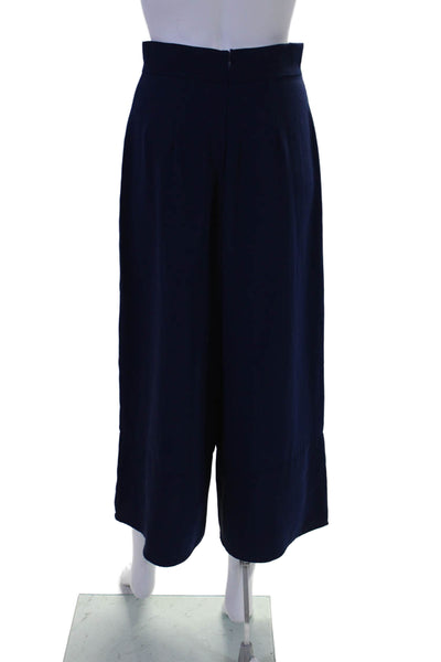 Amanda Uprichard Womens Dress Slip-on Zippered Wide Leg Pants Blue Size S