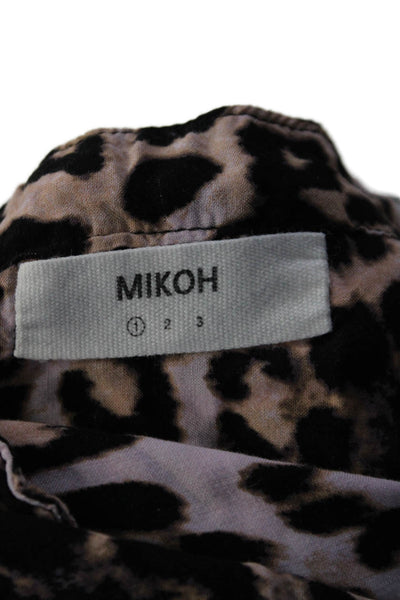 Mikoh Womens Long Sleeve V Neck Leopard Print Blouse Pink Size 1