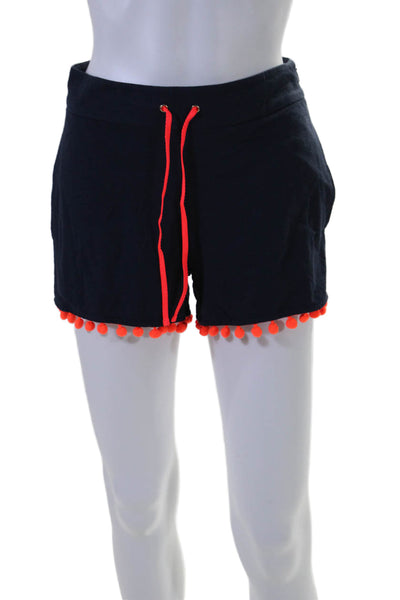 STS Sail To Sable Womens Cotton Drawstring Pompom Trim Mini Shorts Blue Size XXS