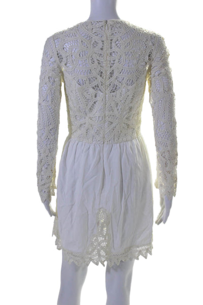 Saylor Womens Long Sleeve Lace A Line Dress White Size S