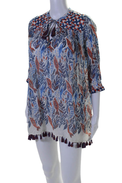 Roberta Roller Rabbit Womens Long Sleeve Tassel Trim Coverup Multi Size XS