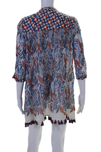 Roberta Roller Rabbit Womens Long Sleeve Tassel Trim Coverup Multi Size XS