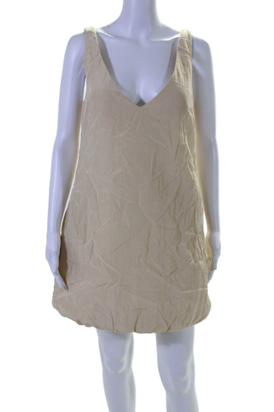 Khaite Womens V Neck Sleeveless Mini Shift Dress Light Beige Size 6