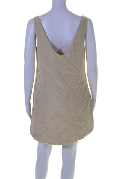 Khaite Womens V Neck Sleeveless Mini Shift Dress Light Beige Size 6