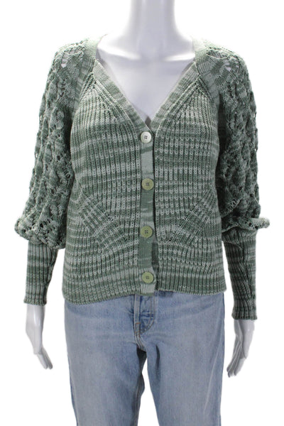 Jonathan Simkhai Womens Button Down Cardigan Sweater Green Size XS