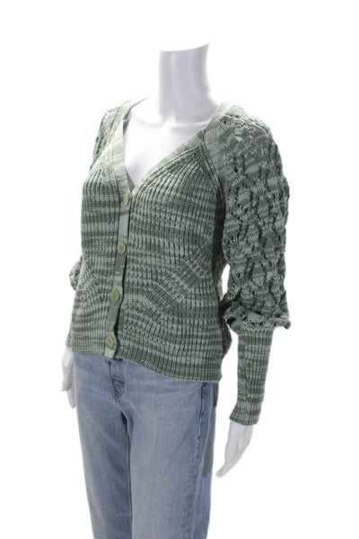 Jonathan Simkhai Womens Button Down Cardigan Sweater Green Size XS