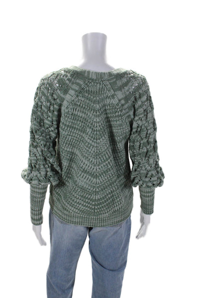 Jonathan Simkhai Womens Button Down Cardigan Sweater Green Size XS