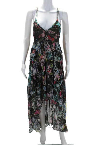 Rococo Sand Womens Spaghetti Strap Floral Print Long Dress Black XS