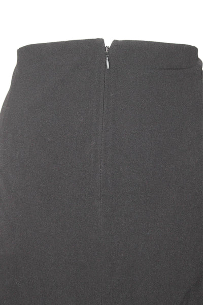 T Tahari Womens Solid Black Linen Zip Back Knee Length Pencil Skirt Size 16