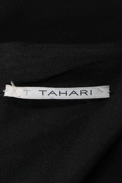 T Tahari Womens Solid Black Linen Zip Back Knee Length Pencil Skirt Size 16