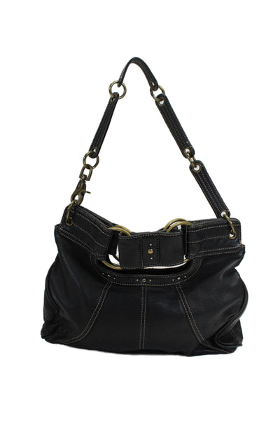 Hayden Harnett Womens Black Leather Top Handle Shoulder Bag Handbag