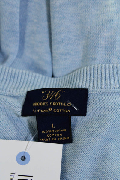 346 Brooks Brothers Mens V-Neck Long Sleeves Cotton Pullover Sweater Blue Size L