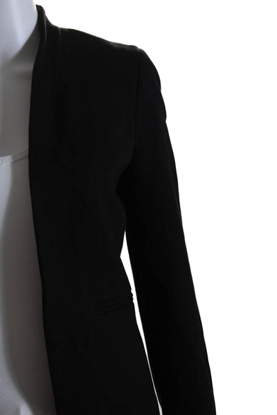 J Crew Womens Solid Black Open Front Faux Pockets Long Sleeve Blazer Size 0