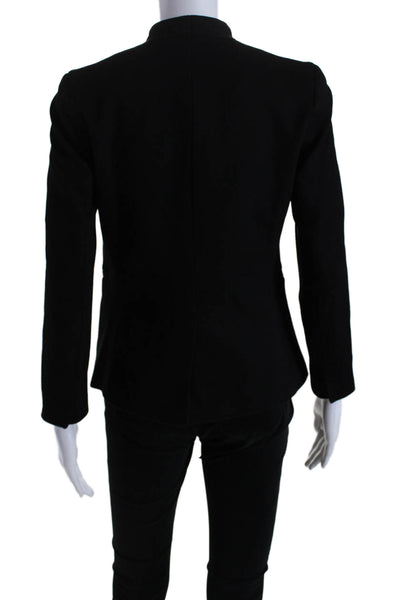 J Crew Womens Solid Black Open Front Faux Pockets Long Sleeve Blazer Size 0
