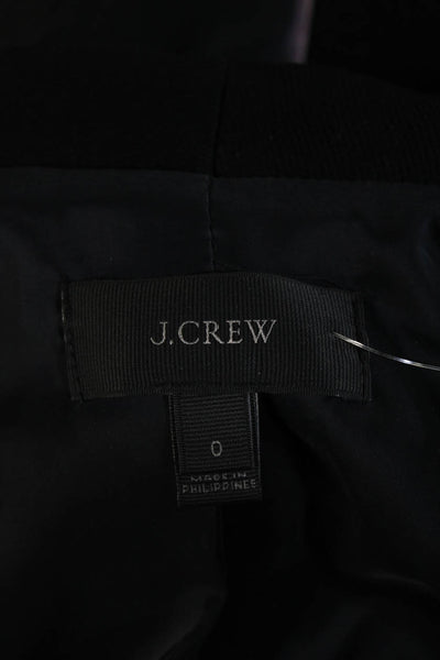 J Crew Womens Solid Black Open Front Faux Pockets Long Sleeve Blazer Size 0