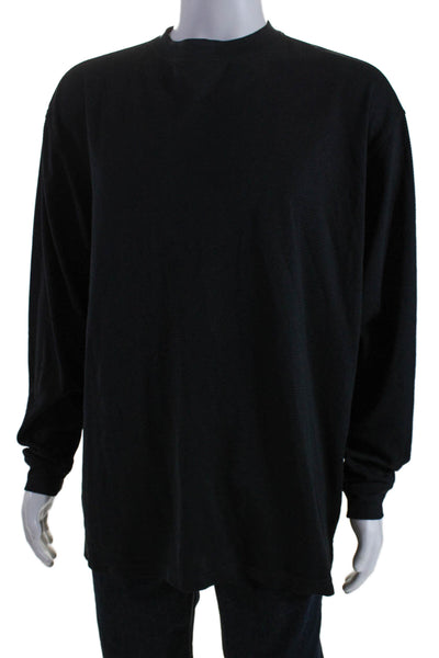 Bugatchi Mens Long Sleeves Crew Neck Pullover Tee Shirt Black Size Extra Large