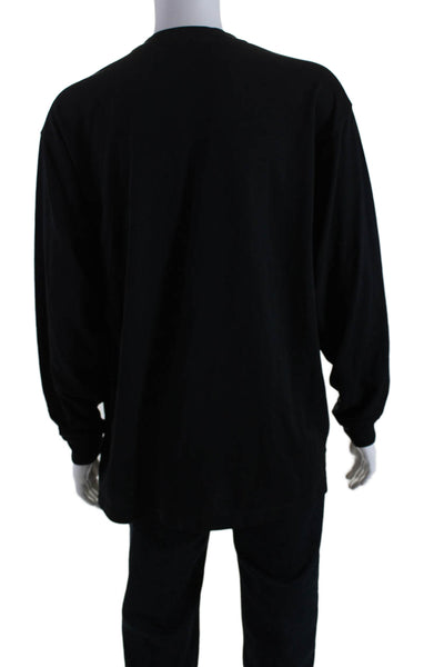 Bugatchi Mens Long Sleeves Crew Neck Pullover Tee Shirt Black Size Extra Large