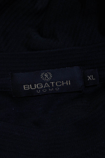 Bugatchi Mens Long Sleeves Crew Neck Pullover Tee Shirt Black Size Extra Large