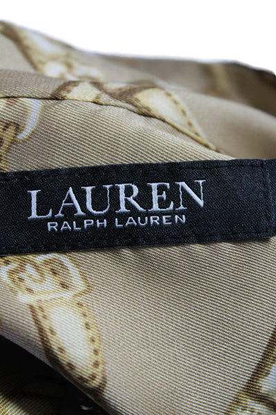 Lauren Ralph Lauren Womens Collared Long Sleeve Button Up Blouse Top Tan Size 1X