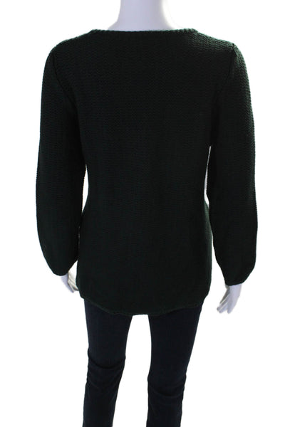 COS Women's Round Neck Long Sleeves Pullover Sweater Dark Green Size L