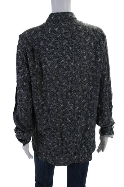 The Kooples Women's Button Down Collared Long Sleeves Printed Shirt Black Size L