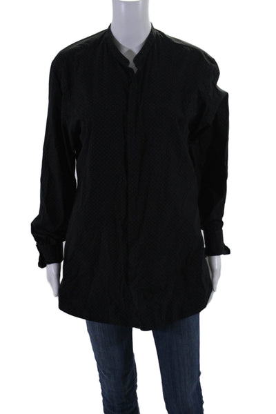 The Kooples Women's Round Neck Long Sleeves Button Down Shirt Black Size M