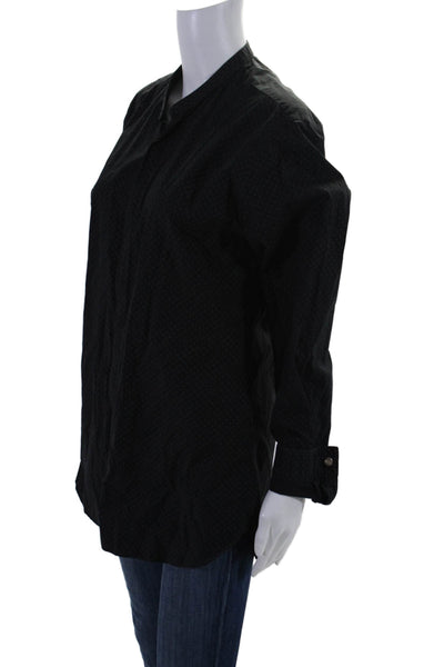 The Kooples Women's Round Neck Long Sleeves Button Down Shirt Black Size M